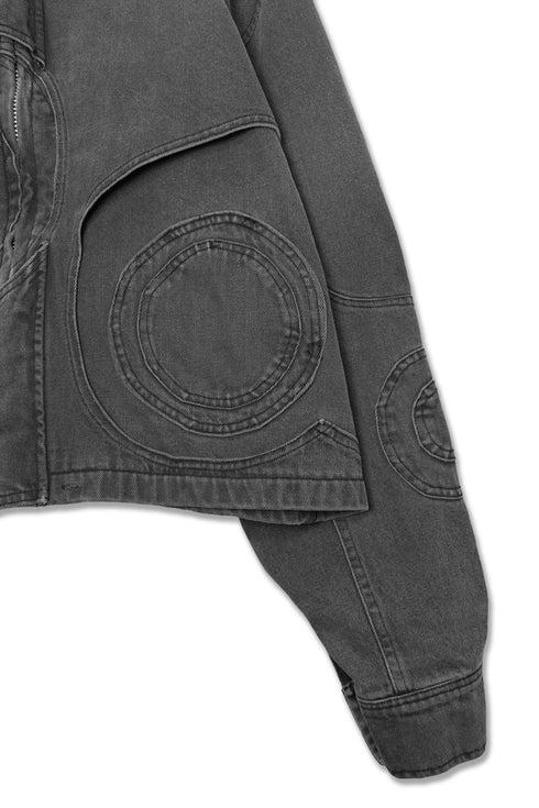 CIRCLE CUT-OUT DENIM JACKET -BLACK- *Last1